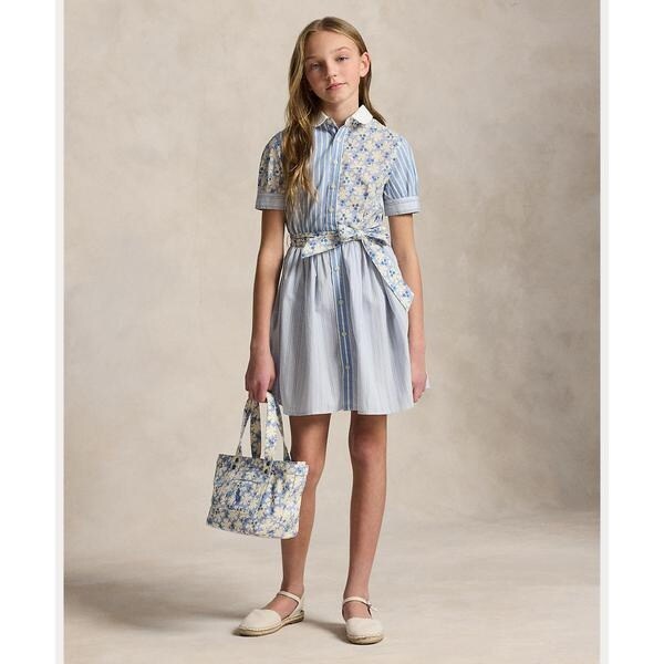 新品 Ralph Lauren コットン ポプリン ファン シャツドレス　120 ガールズ 7才～16才)コットン ポプリン ファン シャツドレス | ポロ
