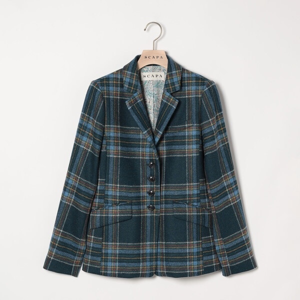 全国送料無料！　SCAPA　スキャパ　テーラードジャケット　七分袖　ブルー　44　レディース　同梱OK！ SCAPA ⁄ スキャパ （レディース） テーラードジャケット