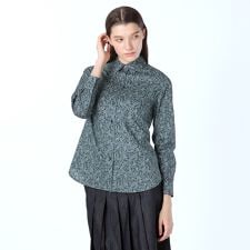 サラサリーフプリントシャツカラーブラウス