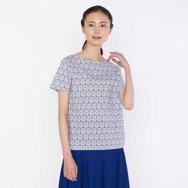 【Lサイズ】Ｂｌｕｅ　Ｃｅｒａｍｉｃスタンドカラーカットソー Lサイズ】Blue Ceramicスタンドカラーカットソー