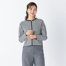 ギンガムチェックニットカーディガン