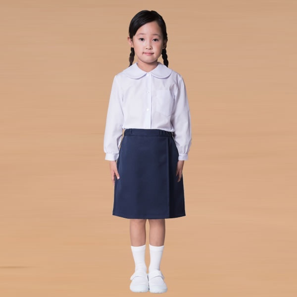 日本製お子様用キュロットパンツ（紺）／ウエストゴム調整可能／女の子／お子様用お受験（メアリーココ）