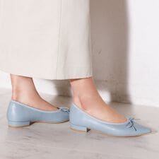 シルバー再入荷◇[快適ウォークパンプス]【本革】ポインテッドトゥソフトバレエシューズ/635101