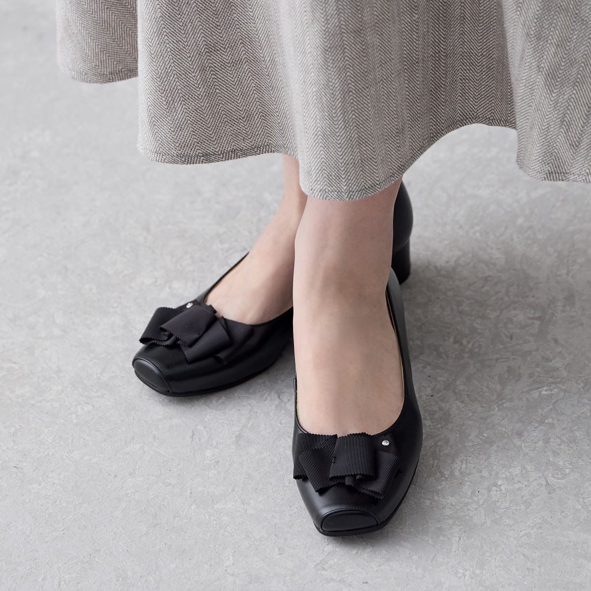卑弥呼 パンプス 「Made in Japan」「撥水」クロスリボン