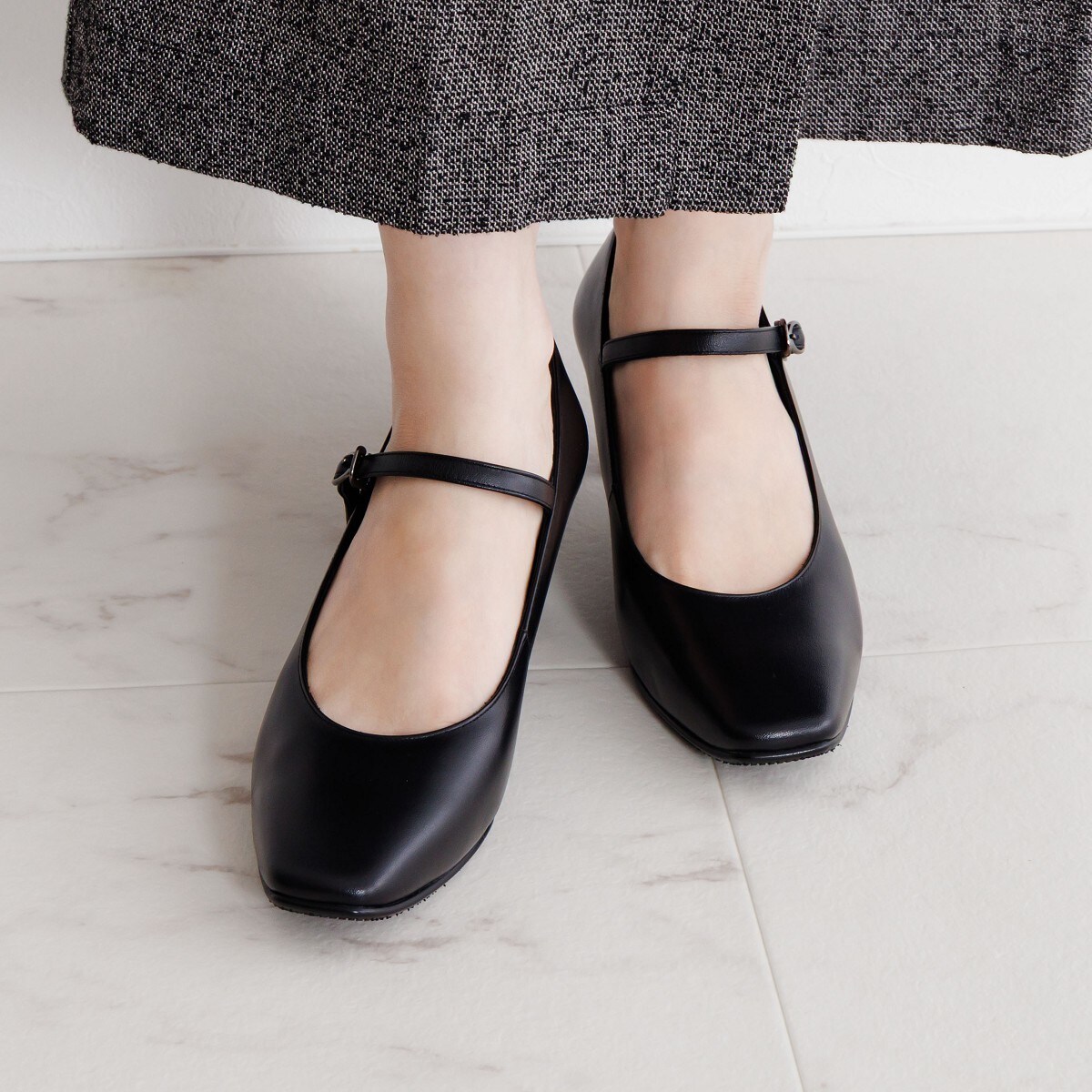 就活やブラックフォーマルに◇【撥水】5cmヒールスクエアトゥ