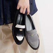 日本製】【撥水レザー】軽量厚底◇トラックソールコインローファー 