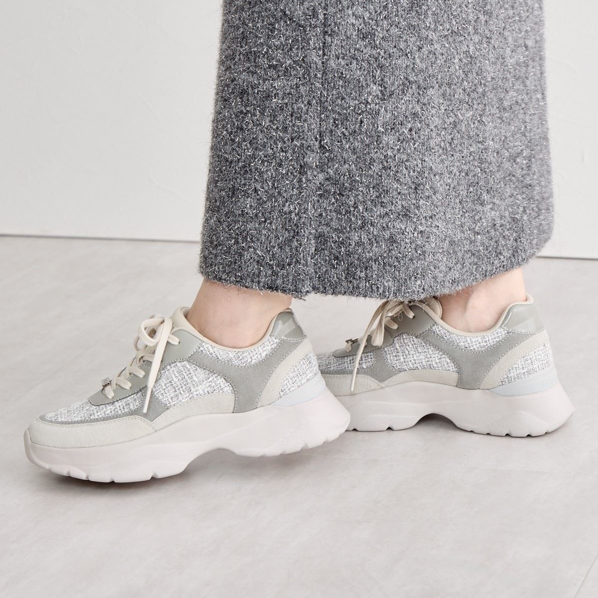 ツイード&ラメが可愛い◇ボリュームソールツイードスニーカー/647302