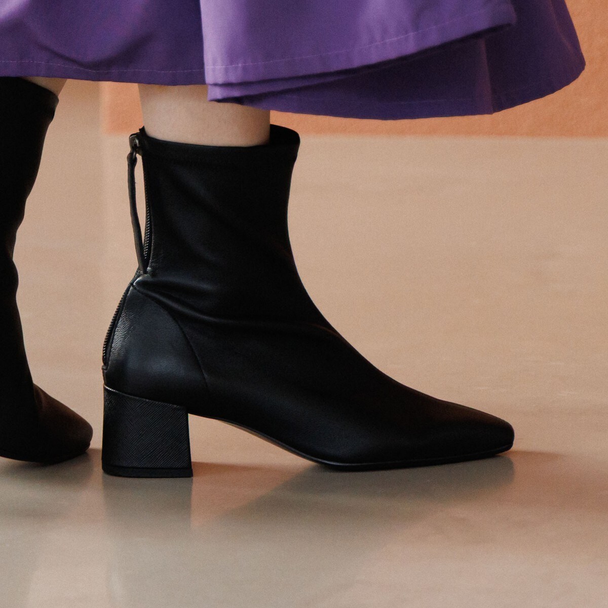 HIMIKO（HIMIKO）/柔らか＆きれいシルエット【撥水】【卑弥呼25AW】バックジップヒールストレッチブーツ/651404 SALE】【撥水】柔らか＆きれいシルエットバックジップヒールストレッチ