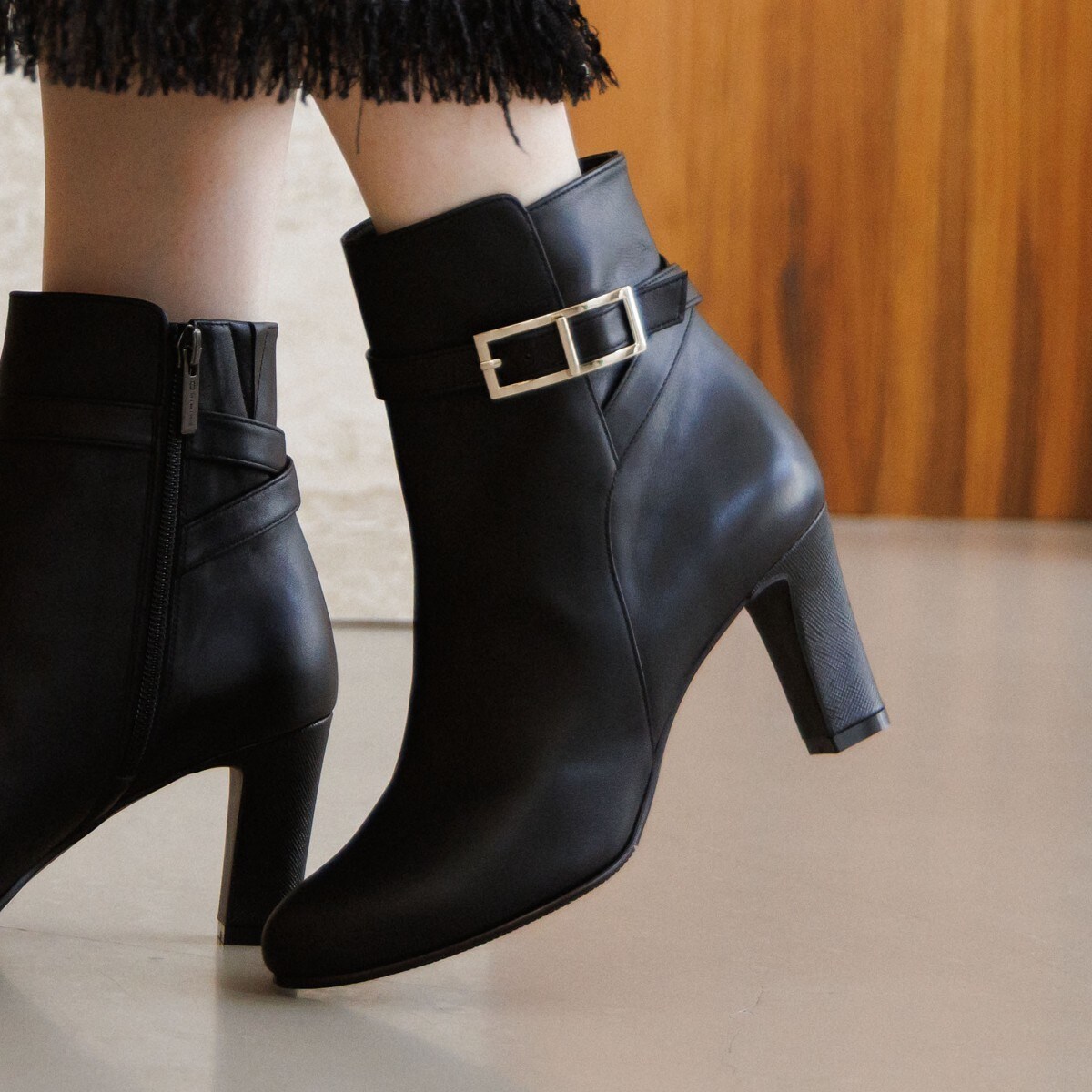 HIMIKO（HIMIKO）/シルエットが美しい【撥水】【卑弥呼25AW】サイドバックルヒールブーツ/651410 シルエットが美しい【撥水】【卑弥呼25AW】サイドバックルヒールブーツ