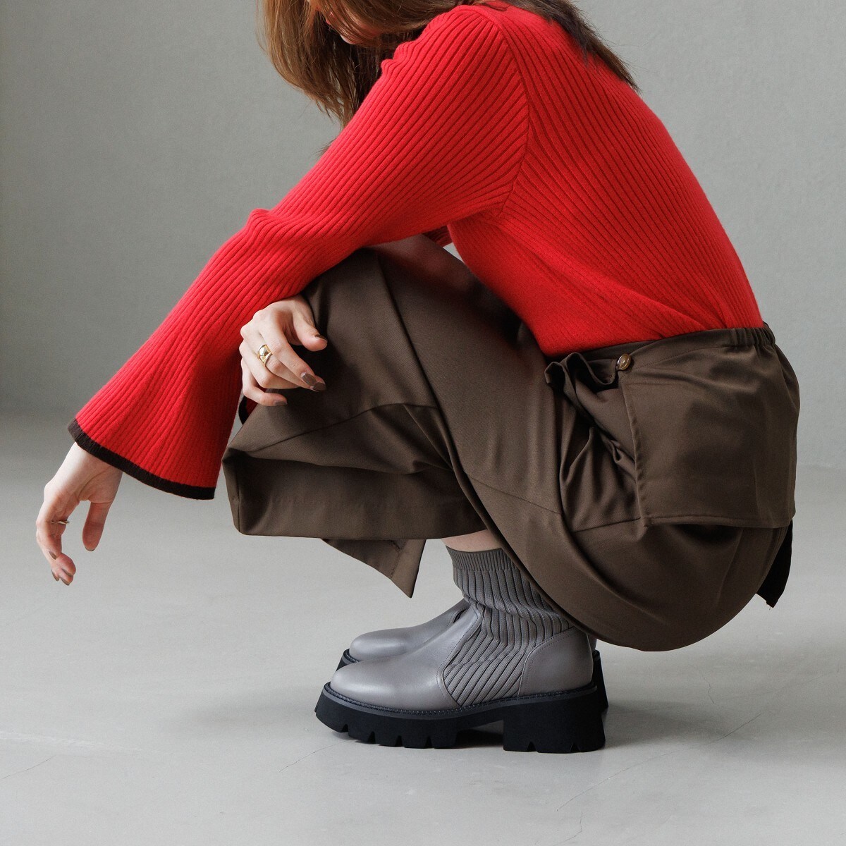 再値下げ】【撥水】ジップ＆厚底がお洒落フロントジップブーツ/651409