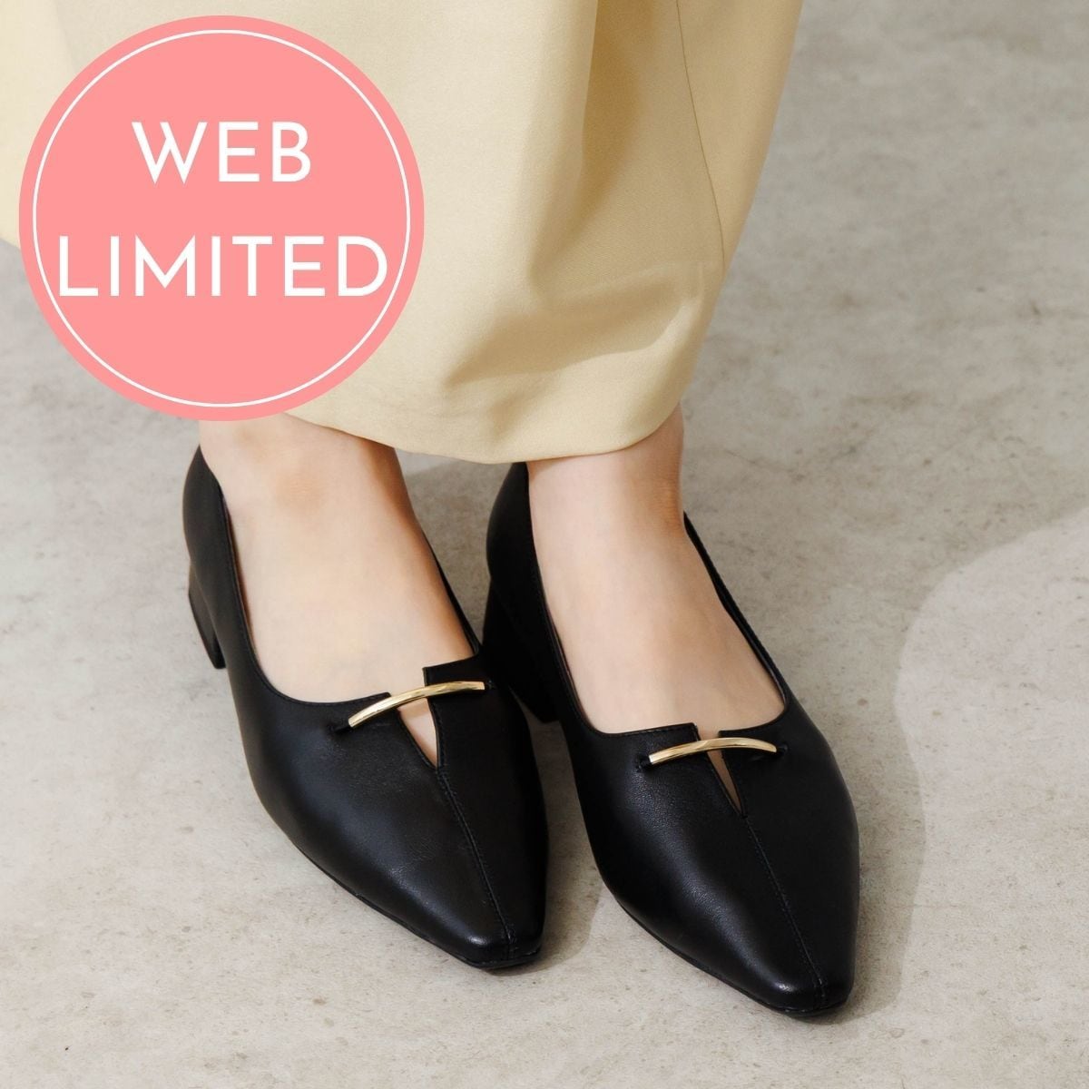 お洒落フラット◇【WEB限定】【卑弥呼】メタルバーアクセントパンプス
