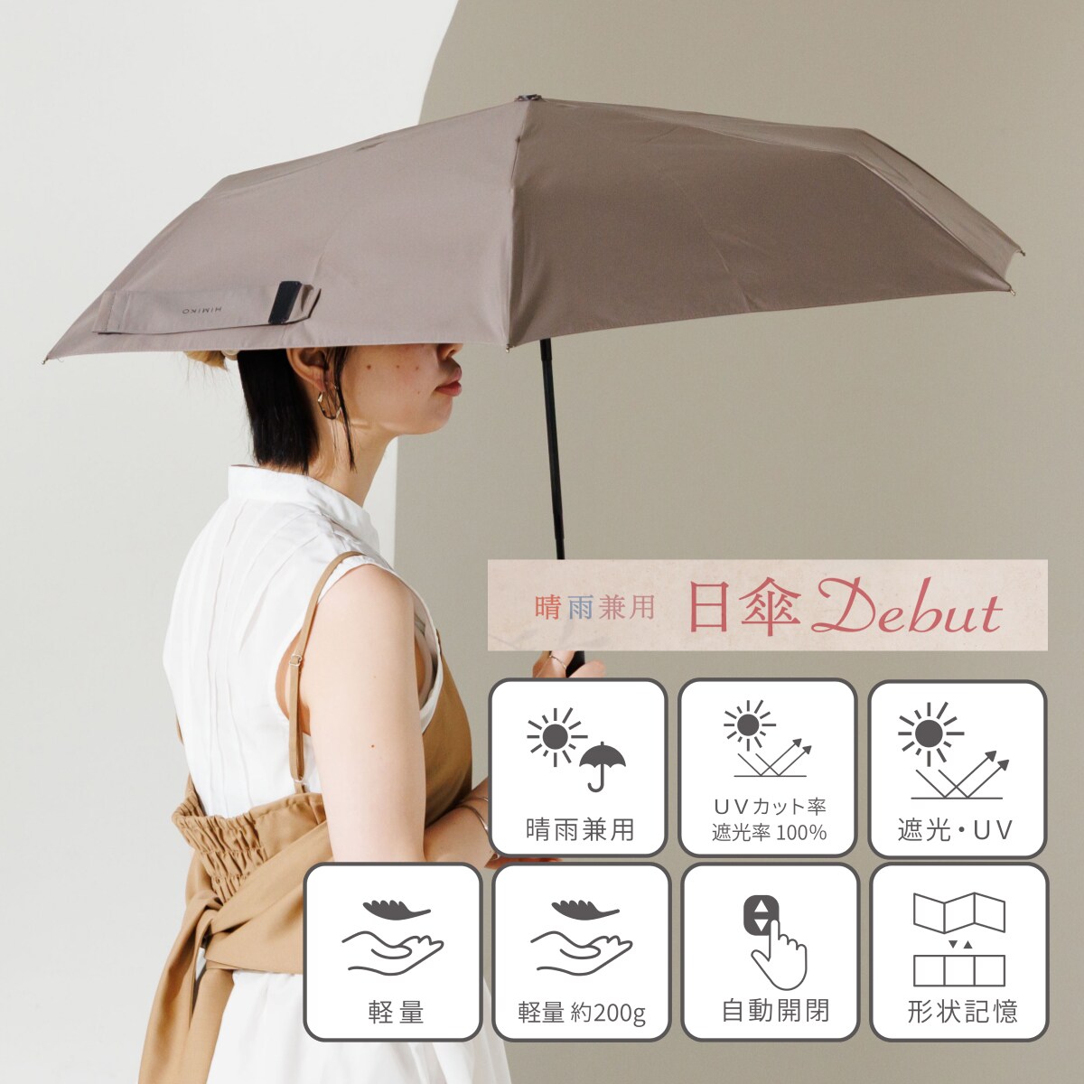 片手ですぐに使える！◇【卑弥呼26SS】自動開閉晴雨兼用折り畳み傘