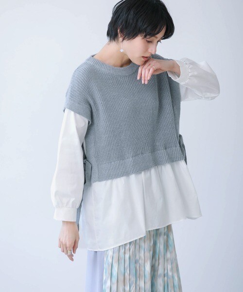 Bou Jeloud:シャツドッキングニットチュニック Bou Jeloud（ブージュルード）の「シャツドッキングニットチュニック