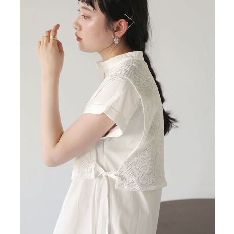 Web限定 レースバンドカラーシャツ半袖ワンピース バブ Bab 8102 ファッション通販 マルイウェブチャネル