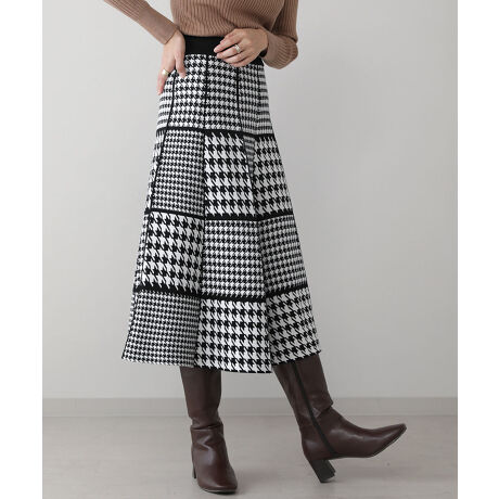 BouJeloud MIXパターンチェックニットスカート | ブージュルード  