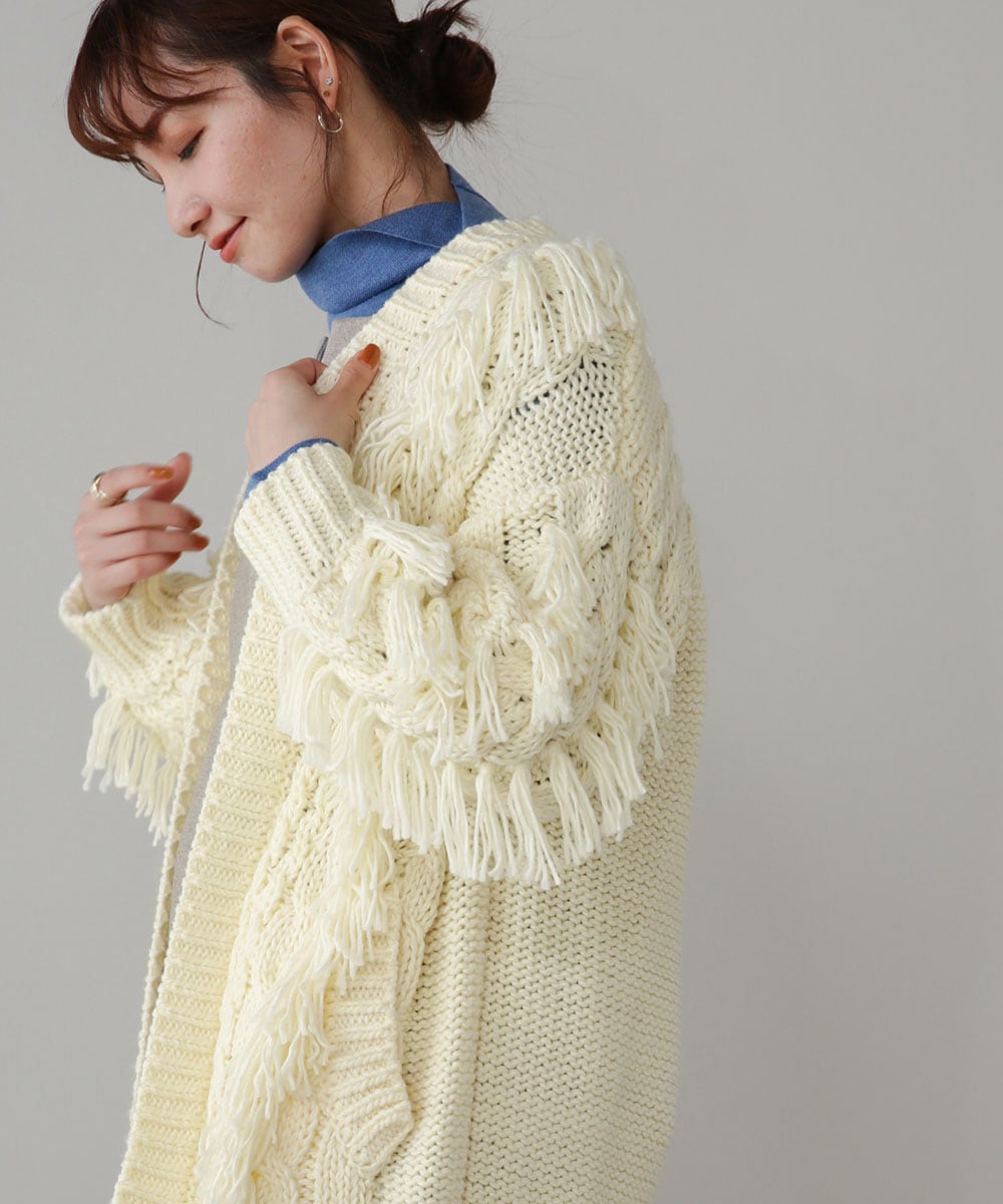 LOEWE ロエベ　フリンジニット　カーディガン BouJeloud ローゲージフリンジニットカーディガン
