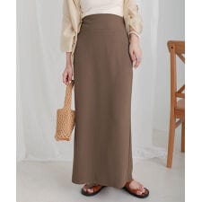 Babカラースリットロングタイトスカート