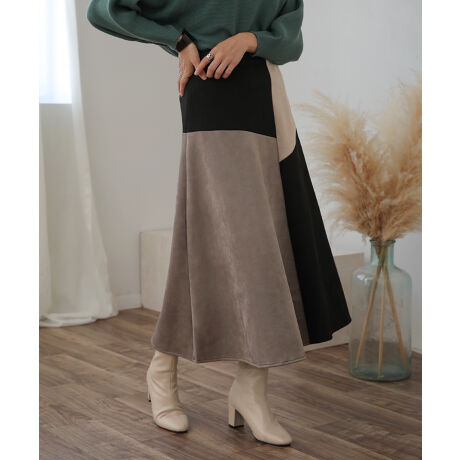 スエードボンディング配色スカート | ブージュルード(Bou Jeloud  