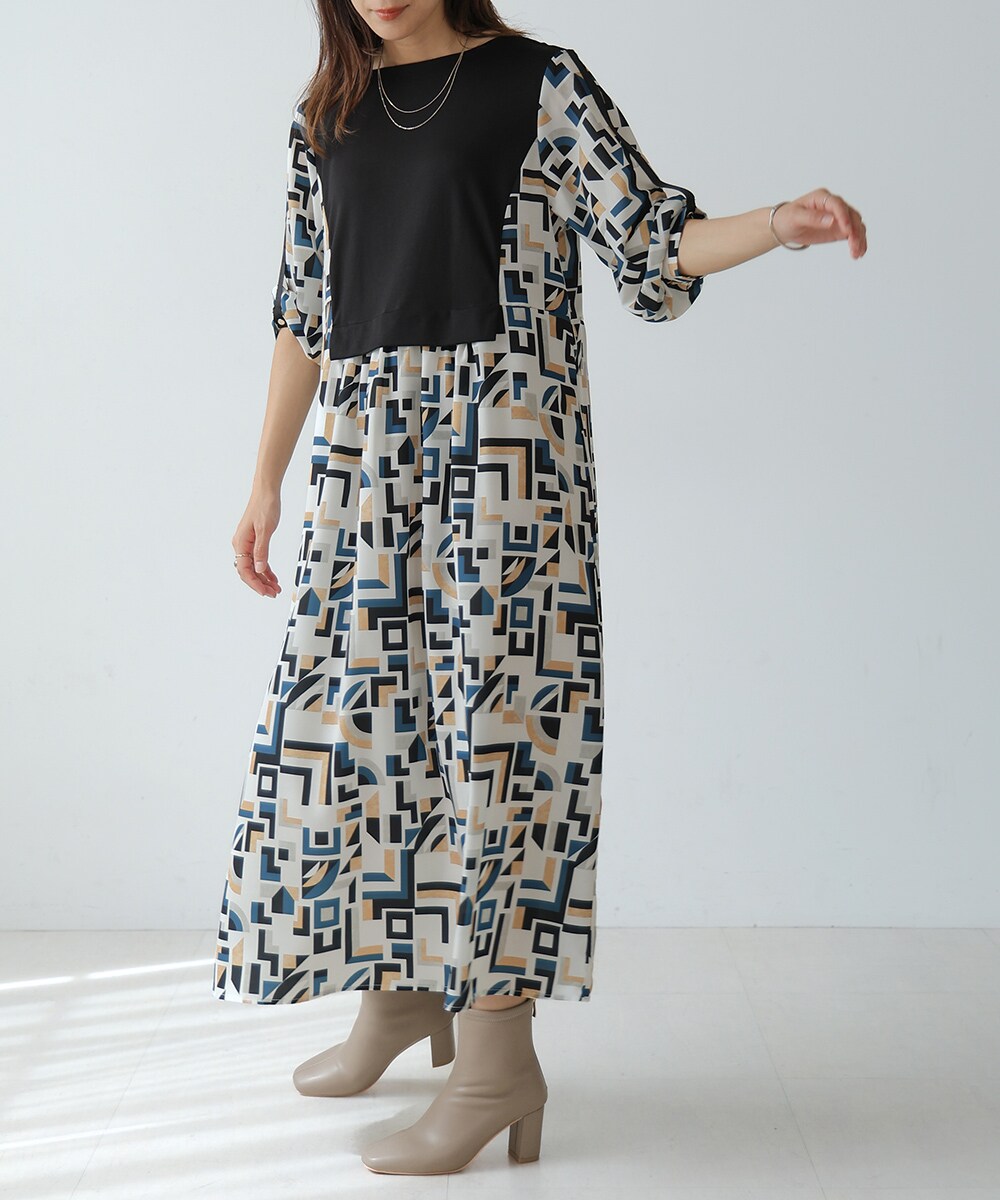 幾何学柄ワンピース | ブージュルード(Bou Jeloud) | マルイウェブチャネル