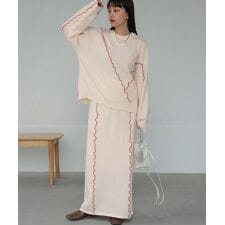 【セットアップ対応】ウェーブメロウニットスカート