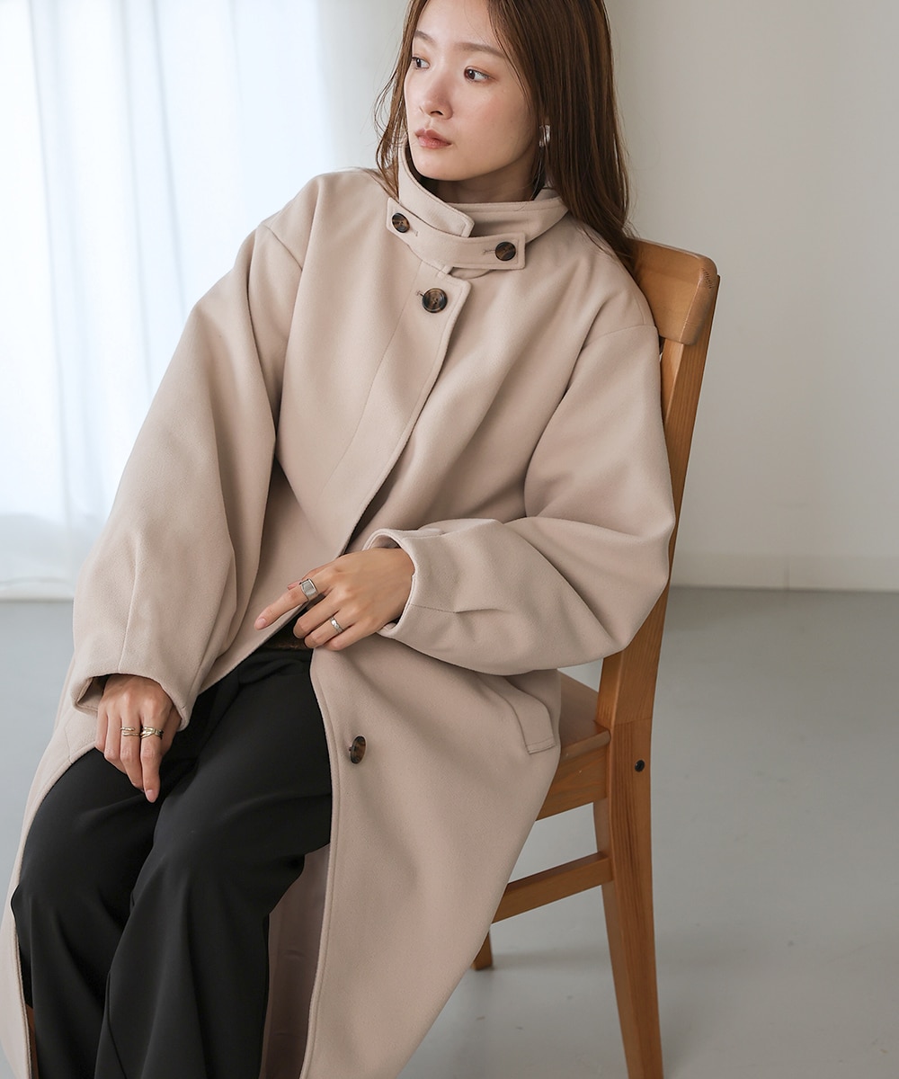 スペッチオ/エンブロイダリーレース ハイスタンドタックカラー ハーフコート スペッチオ SPECCHIO エンブロイダリーレース ハイスタンドタック