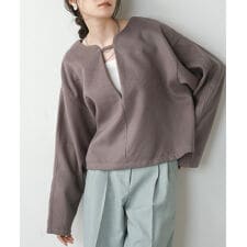 前後2WAYウールライクキーネックプルオーバー