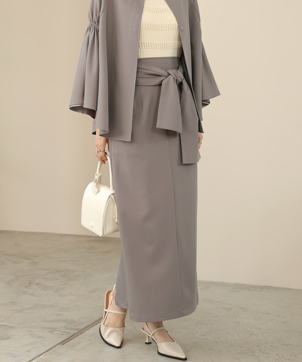 【オケージョンドレス/結婚式/2サイズ展開/SET ITEM/裏地付き】リボンセットＩラインスカート