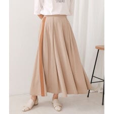 綿麻バイカラーテープスカート