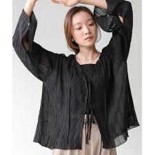 前後2WAYウェーブプリーツリボンブラウス