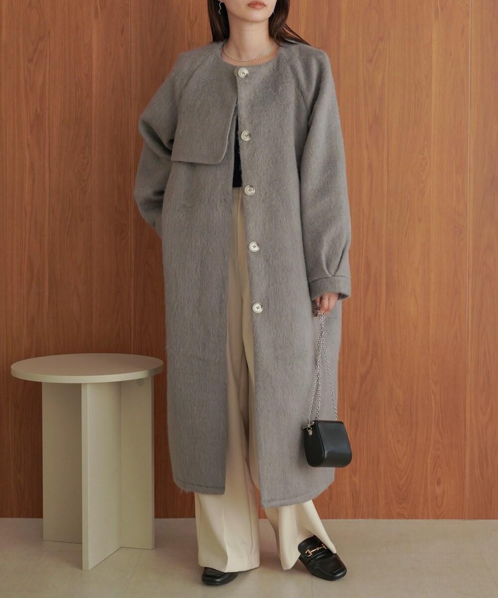 シャギーノーカラーロングコート | バブ(Bab) | マルイウェブチャネル