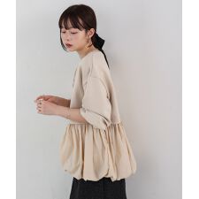 裾バルーンペプラムトップス