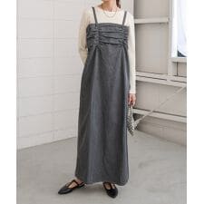 【S・Mサイズ展開】デニムギャザーキャミワンピース