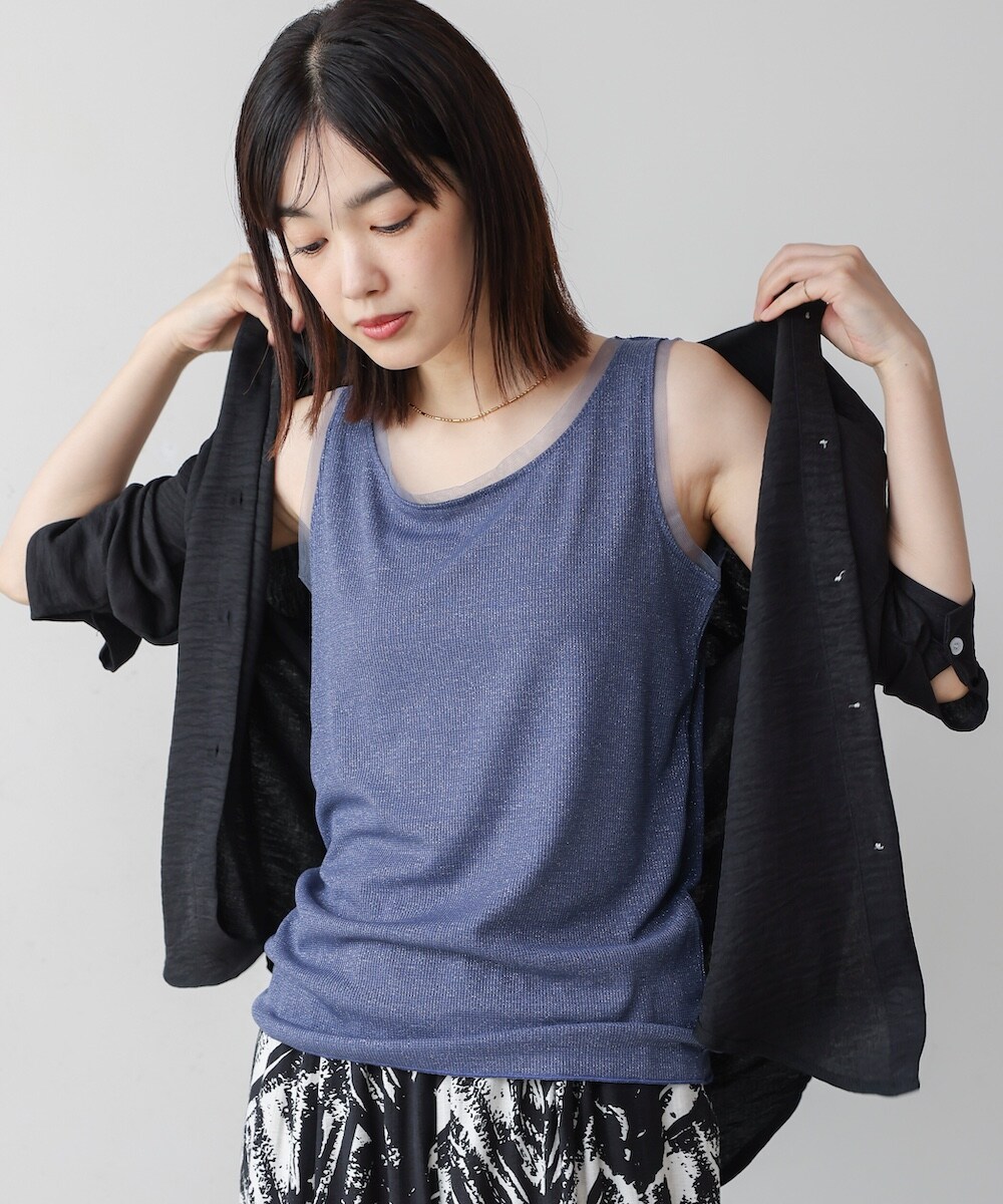 gajess  リブタンクトップ　ネイビー gajess リブタンクトップ ネイビー gajess リブタンクトップネイビー