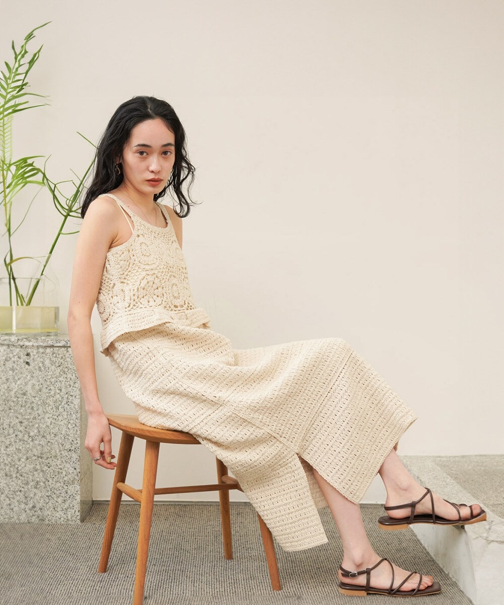 美品✨アダムエロペ 25ss ペプラムコンビニットワンピース ロング