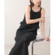 バブ(Bab)の【S・Mサイズ展開】クロシェペプラムミックス編みワンピース