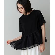 裾メッシュフリルプルオーバー
