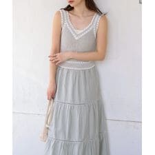 バブ(Bab)の＼セール中！／【S・Mサイズ展開】ニットドッキングティアードワンピース