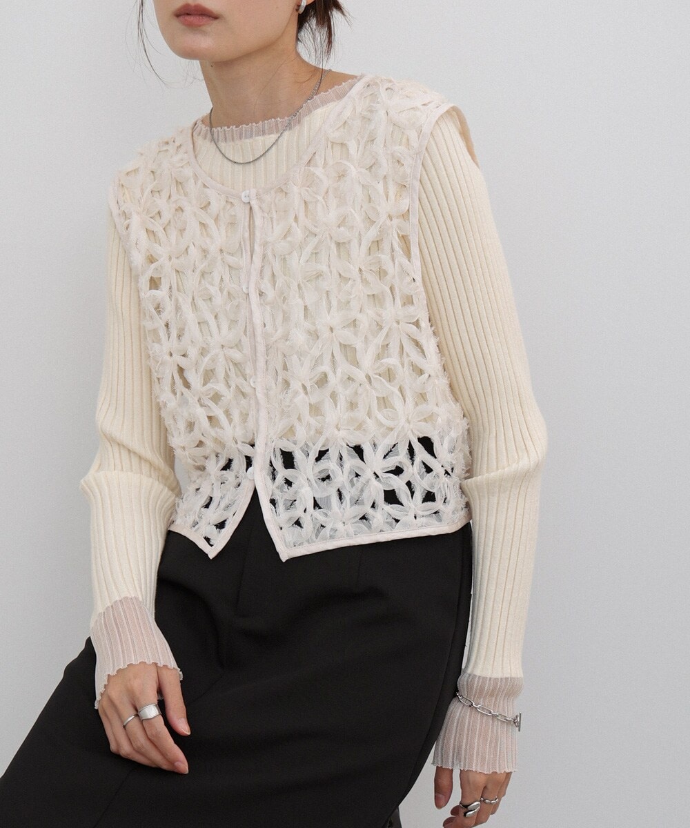 前後2WAYフラワーレースベスト | バブ(Bab) | マルイウェブチャネル