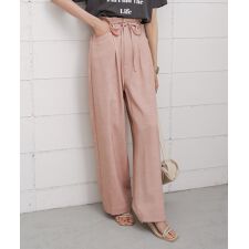 【S・Mサイズ展開】リネンライクウエストギャザーパンツ