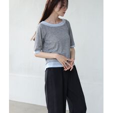 前後2WAYレイヤードオフショル風カットトップス