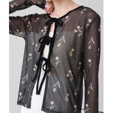 前後2WAY花柄リボンカーディガン