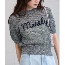 コード刺繍ロゴ入り麻タッチプルオーバー