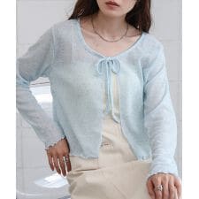 バブ(Bab)のメランジリボンカーディガン