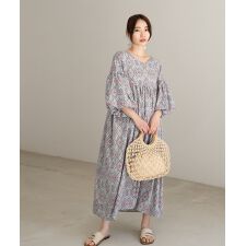 バブ(Bab)のバルーン袖ミドル丈プリントワンピース