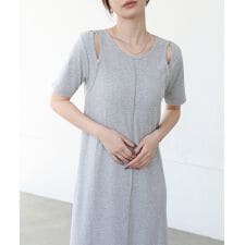 バブ(Bab)のリブカットソーレイヤード風半袖ワンピース