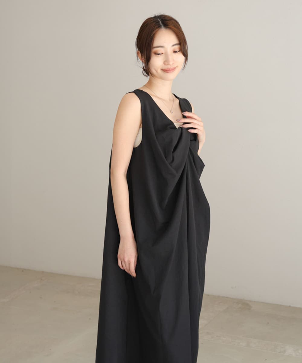 ⭐️限定値下げ⭐️Vネック ハイウエストブラックドレス Black Velvet Maxi Midi Dress With Side Slit Elegant