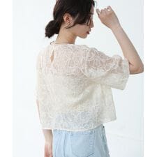 コード刺繍オーガンジーブラウス