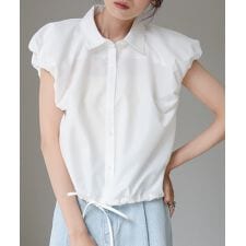 バブ(Bab)のブロード裾リボンバルーンスリーブシャツ