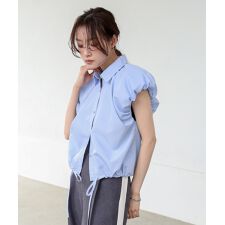 バブ(Bab)のブロード裾リボンバルーンスリーブシャツ