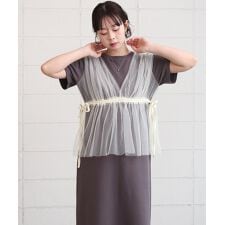 【S・Mサイズ展開】チュールドッキングスウェットワンピース